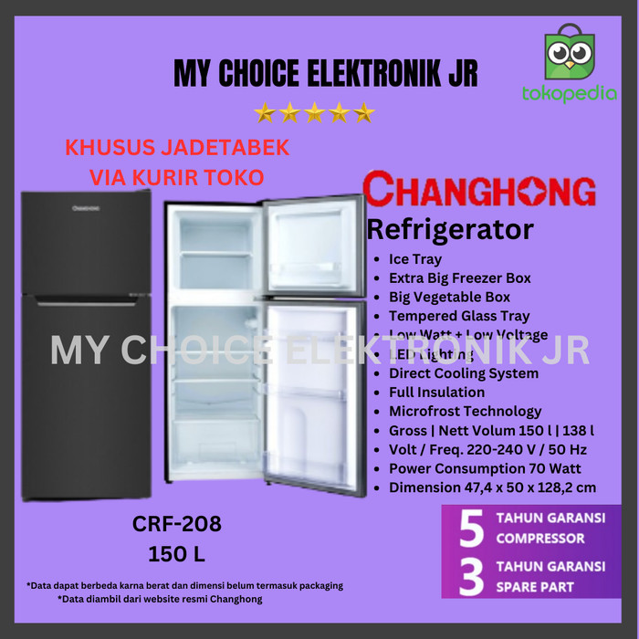 Changhong Kulkas 2 Pintu Crf 208