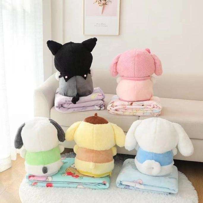 Bantal Selimut Cartoon Melody Pochaso Purin Kuromi Berdiri Bahan Plush Kaktusshop11