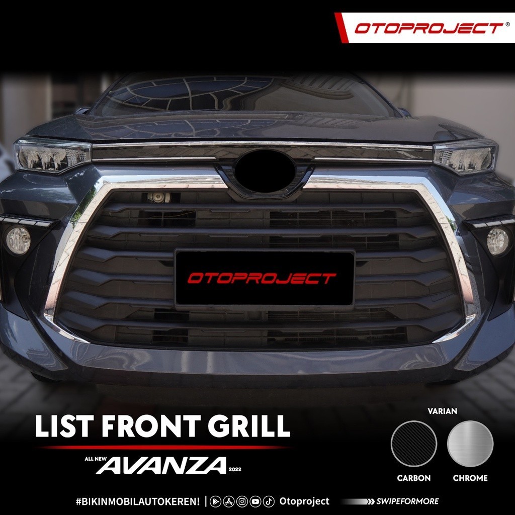 Otoproject - List Front Grill A.N Avanza 2022 Carbon | Cover Grill Depan Avanza 2022