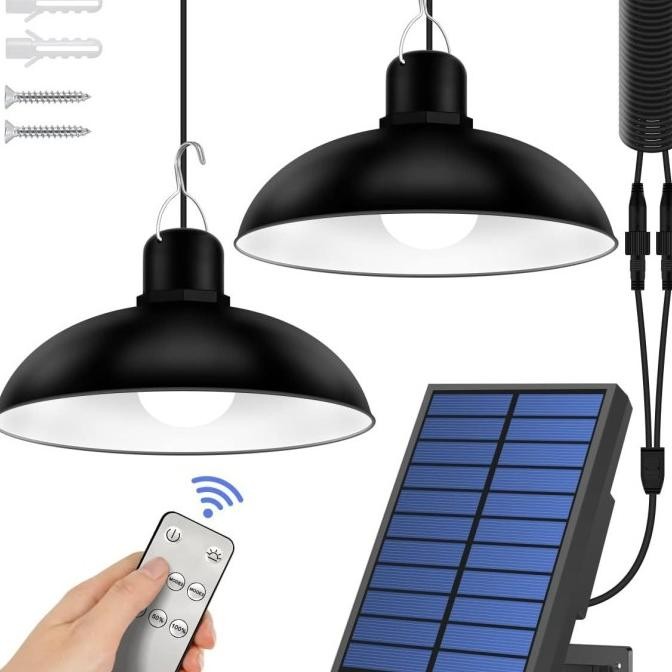 LAMPU GANTUNG SOLAR OUTDOOR WATERPROOF BOHLAM LAMPU TAMAN TENAGA SURYA