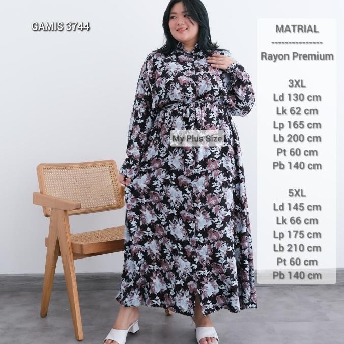Gamis Rayon Bunga Jumbo Wanita 3744 , Ld 130 & 145 Cm Chizanofficial