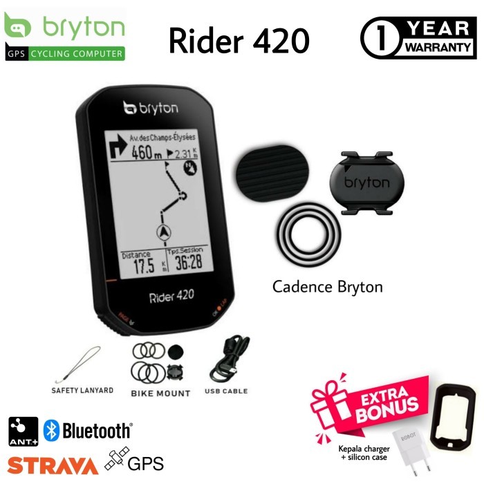 TERBARU Speedometer GPS Bryton rider 420 bundling sensor Cadence Bryton