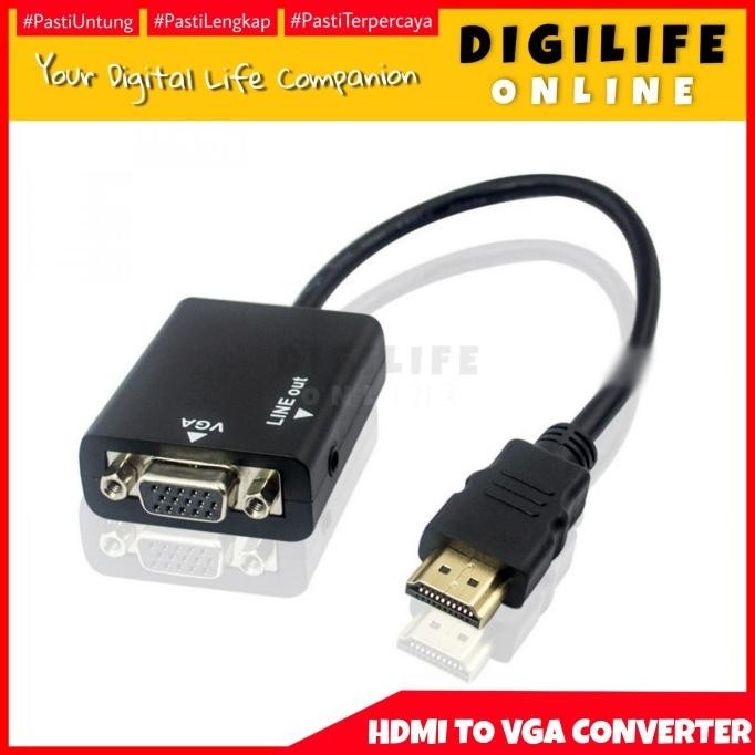 BARU KABEL ADAPTER HDMI KE VGA FEMALE DENGAN PORT AUDIO SAMBUNGAN KONEKTOR