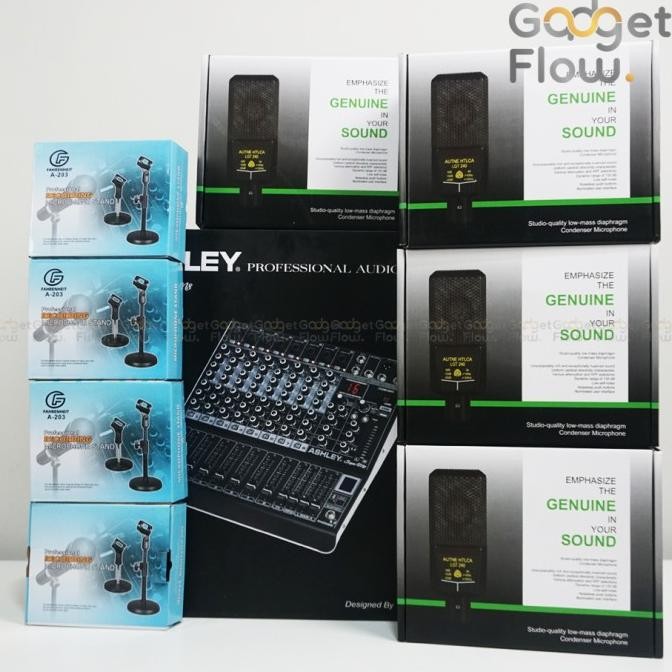 Grosir Paket Podcast 4 Orang Mic Microphone Lg240 Mixer 8 Channel Ashley