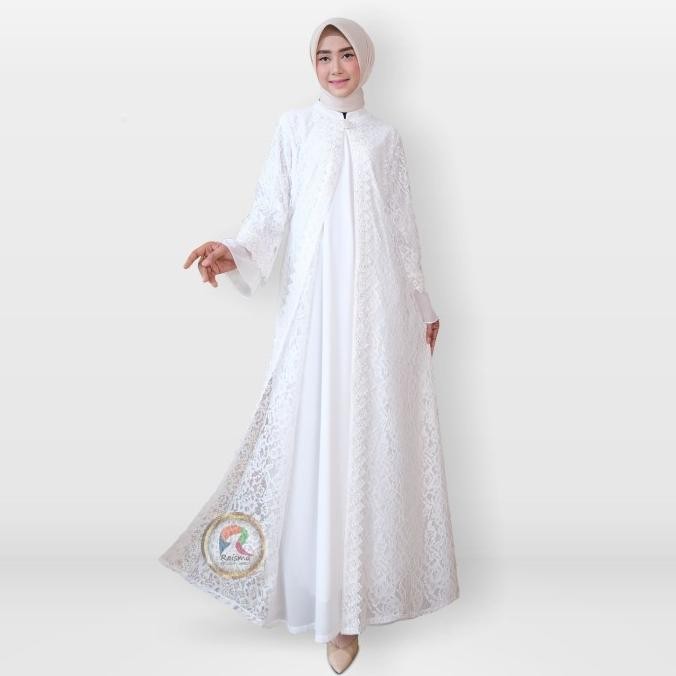 Gamis Putih tulang Terbaru 2023 Ninaiinah Full brokat Terlaris