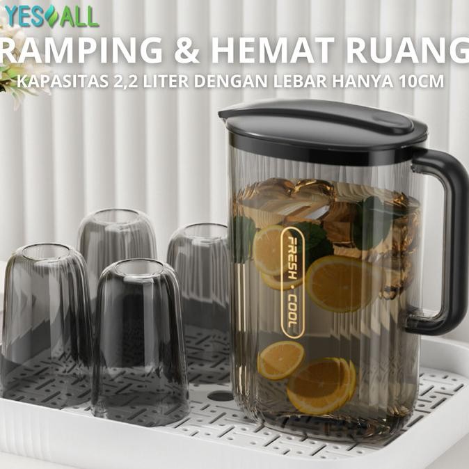 BIG SALE YESALL TEKO AIR MINUM 2.2 LITER BESAR WATER JUG AIR MINUM BOTOL AIR MINUM KULKAS  AESTHETIC