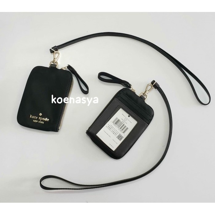 

katespadeoriginal chelsea nylon id lanyard black new