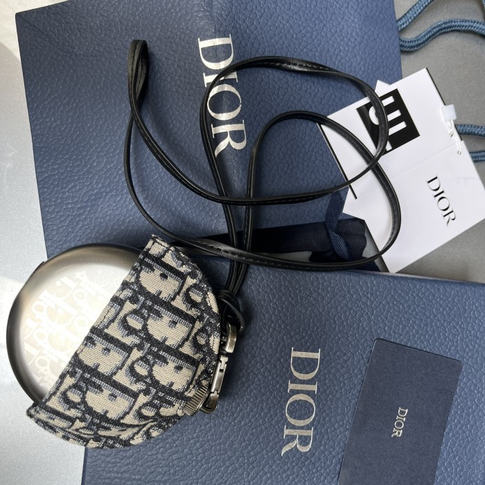 

DIOR Navy & Yellow Oblique Neck Flask with Leather Lanyard