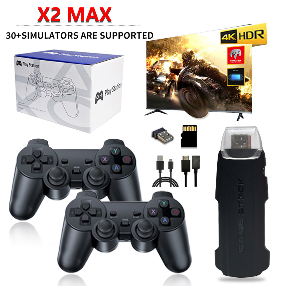 YHS Upgrade X2 MAX Video GameStick Console 2.4G P3 Rechargeable Wireless Controller Retro Games for 