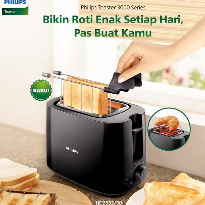 Philips HD 2583/90 Toaster Pemanggang Roti Hitam 2 Slot