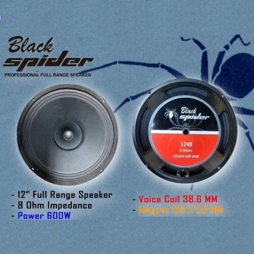 Speaker Black Spider 12" BS 1248 BS1248 Original 12 inchi VC 1.5"inch 600W 8R Profesional Speaker