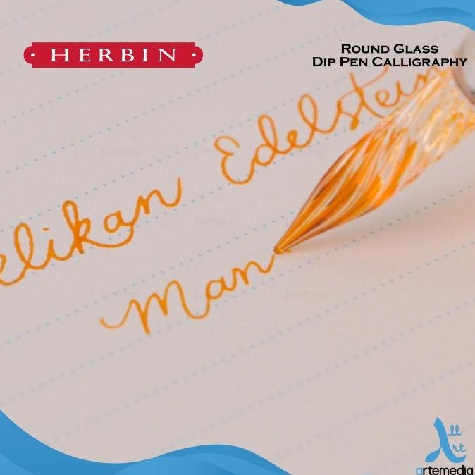 

Pena Celup Kaca Kaligrafi Herbin Round Glass Dip Pen Calligraphy