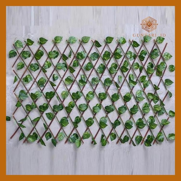 Daun Pagar Kayu Tinggi 120Cm / Daun Dinding /Daun Pagar Hias / Artificial / 1Set Daun Dan Pagar
