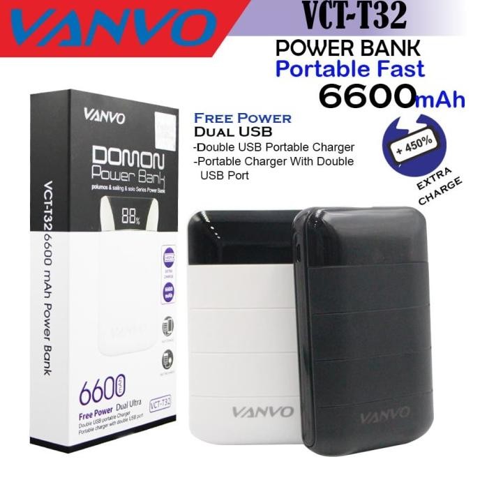 POWER BANK VANVO 6600MAH VCT-T32 PB DOMON LCD FAST CHARGING Terlaris