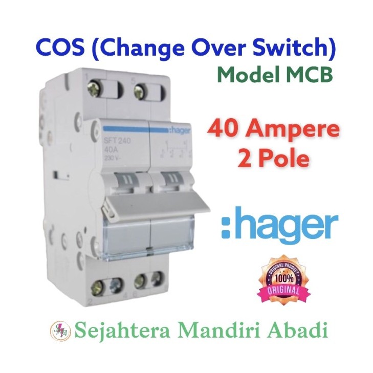 Sft240 Hager Cos Change Over Switch 40A 2P Model Mcb Pln Genset