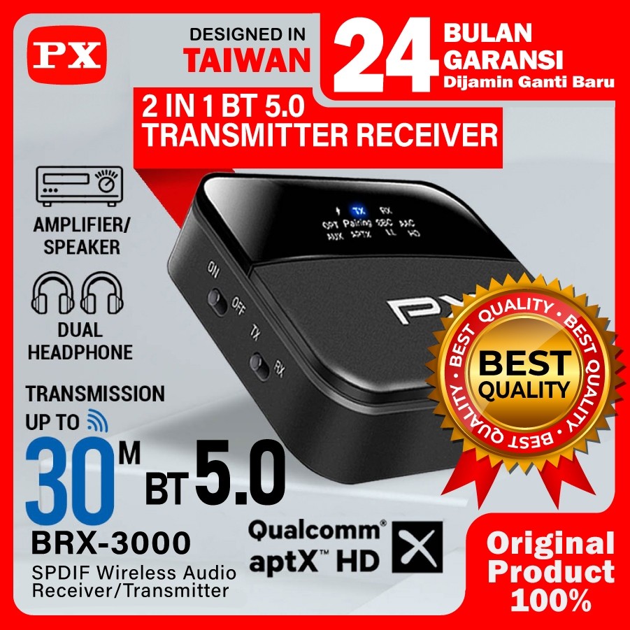 Receiver Bluetooth Transmitter Audio 5.0 HD stereo 2in1 PX BRX-3000