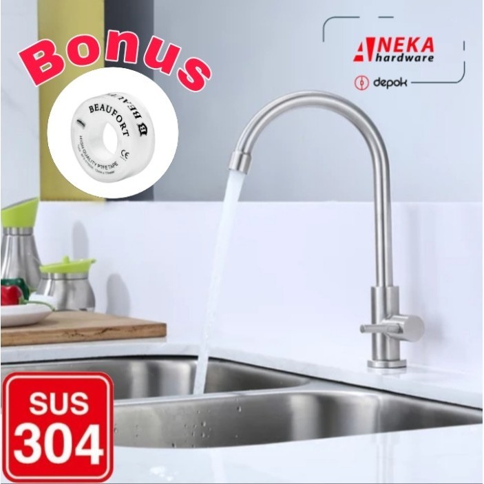 Kran Cuci Piring Tanam Angsa SUS304 / Keran Sink