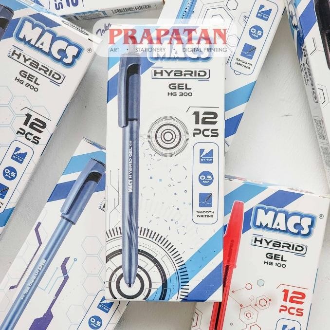 

+%+%+%] Macs Hybrid Gel Pen 0.5mm | 1 BOX ISI 12PCS | Pena Jel | Pulpen