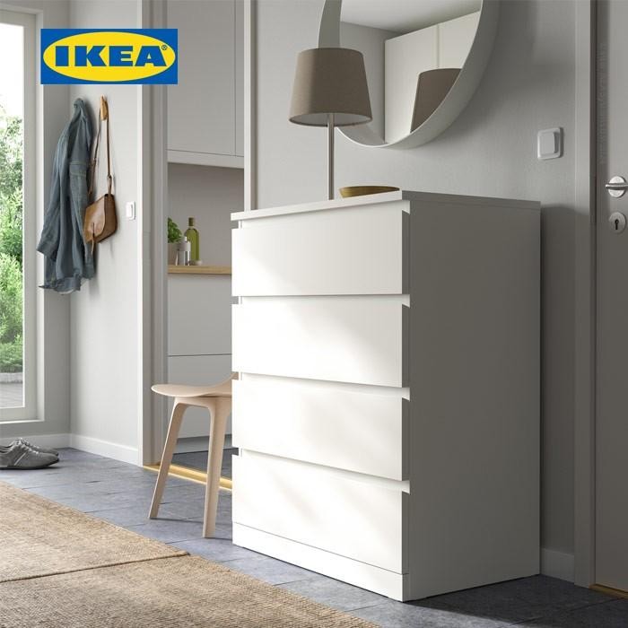 IKEA MALM LEMARI LACI 4 SUSUN PUTIH MINIMALIS 80X100 CM