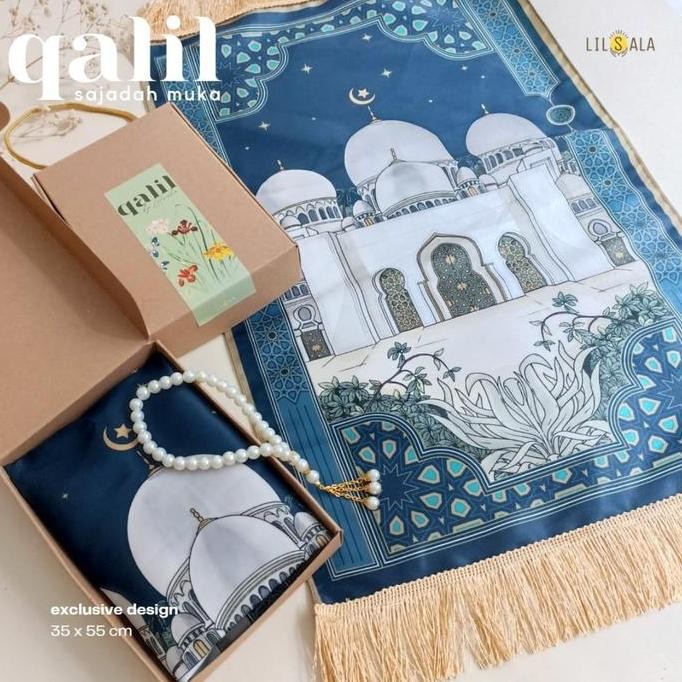 *#*#*#] [QALIL] TAHIRA Sajadah Muka atau Kepala Travel Mini Kecil Praktis Hitam Navy Untuk Dibawa at
