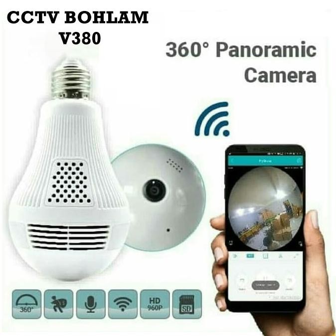 IP CAMERA CCTV BULB WIFI PANORAMIC V380 LAMPU BOHLAM VR SPY CAM OWLCAM