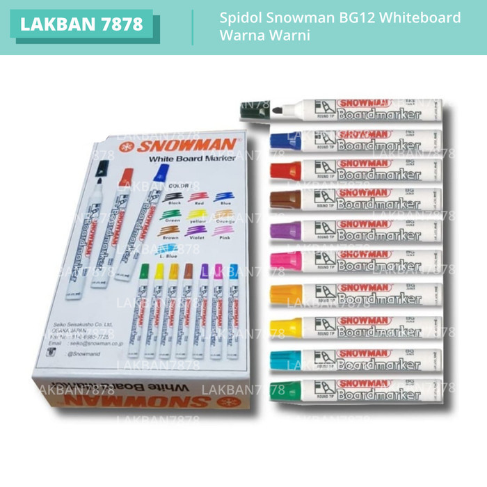 

KOMPLIT SPIDOL SNOWMAN BG12 BG 12 WHITEBOARD WARNA WARNI KODE 1275