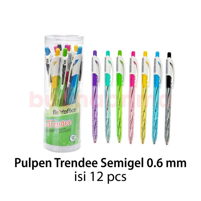 

TERJAMIN PULPEN FLEXOFFICE TRENDEE SEMI GEL 0.6 MM ISI 12 PCS PEN BALLPOIN KODE 184