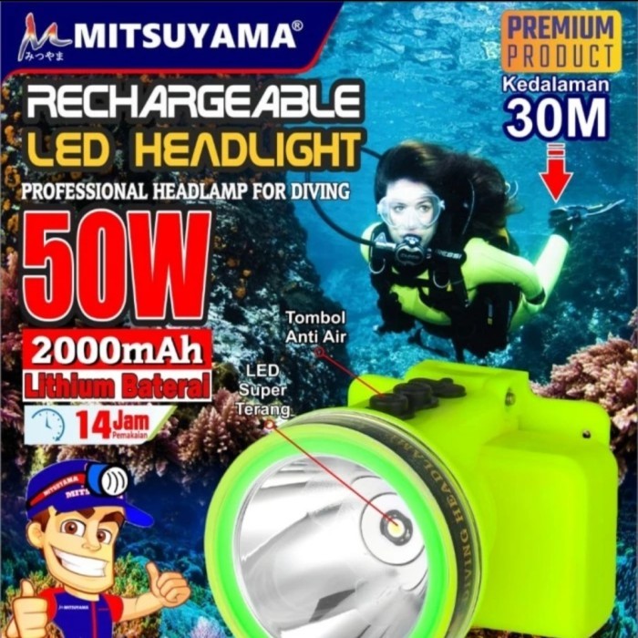 Mitsuyama MS-218P Senter Selam Kepala 50WATT Cahaya PUTIH
