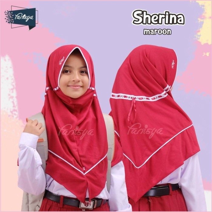 JILBAB SEKOLAH SD BERGO KAOS MERAH MAROON FANISYA