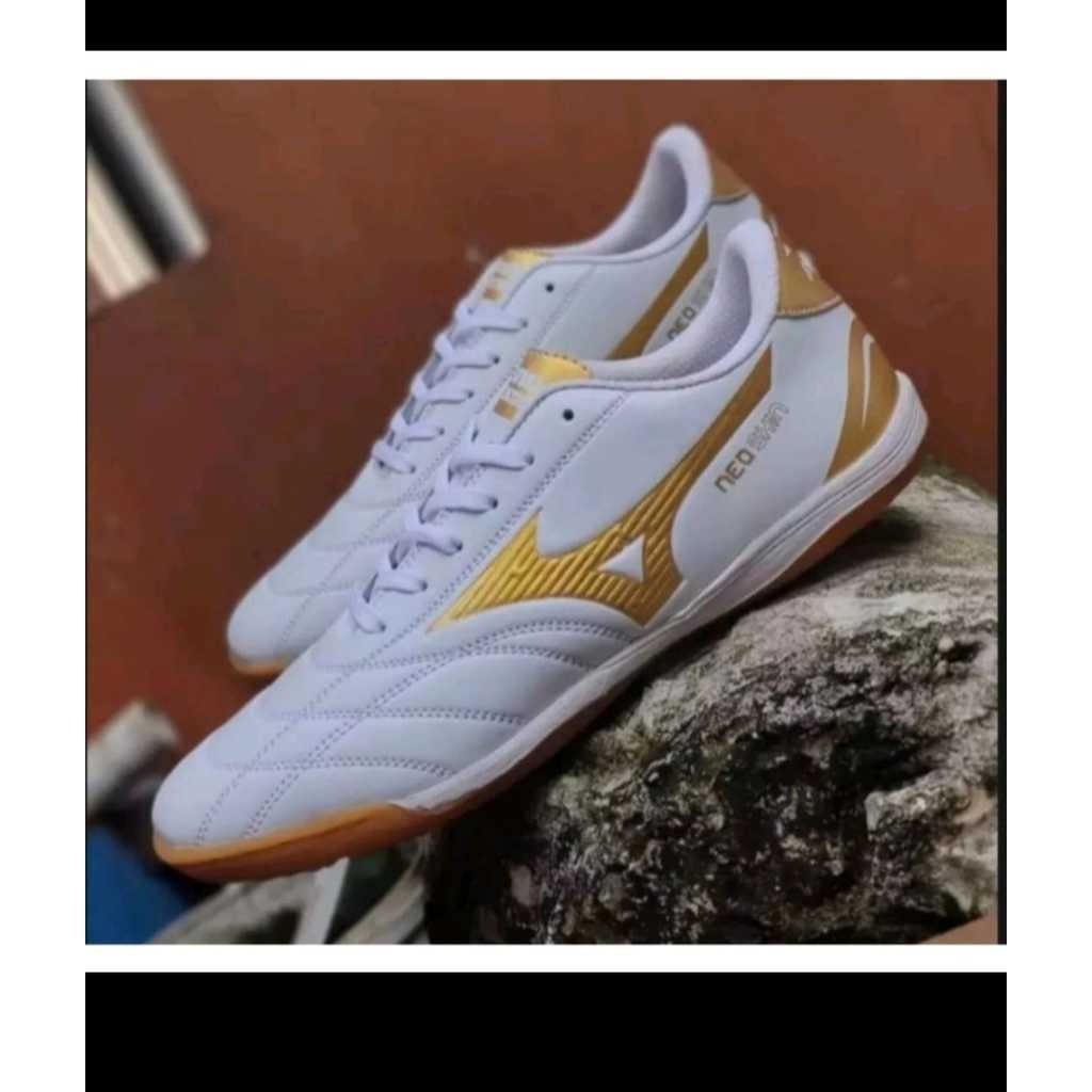 Promo Sepatu Futsal Mizuno Hitam Ijo Morelia Sala Turf - White Blue