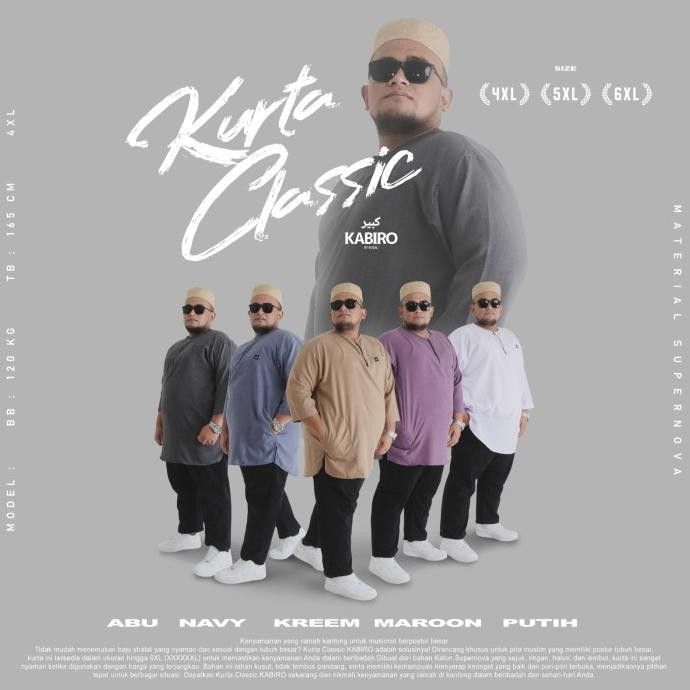 ROSAL KABIRO Baju Koko Kurta Pakistan Jumbo 4XL - 6XL, Kurta Classic New