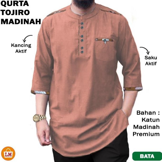 Baju Koko Pria Muslim QURTA TOJIRO Katun Madinah Premium M-XXL / 28051 Terlaris