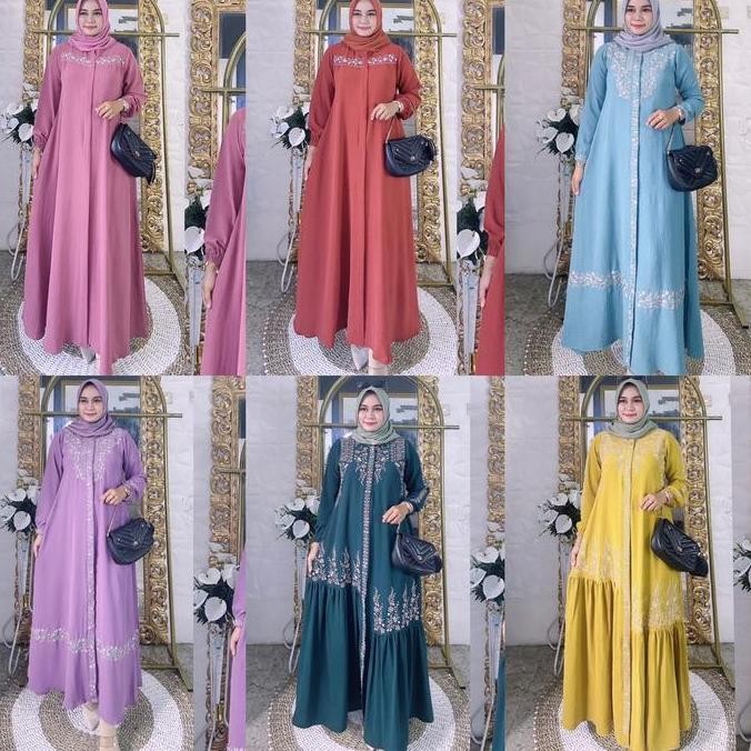 Crinkle Airflow Dress Bordir Gamis Original