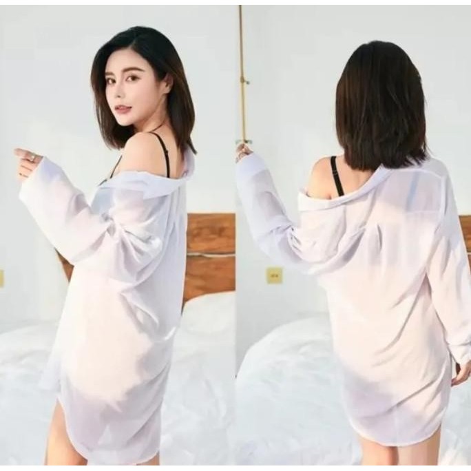 LIMITED EDITION ! KEMEJA TRANSPARAN WANITA - LINGERIE WANITA MODEL KEMEJA TRANSPARAN -