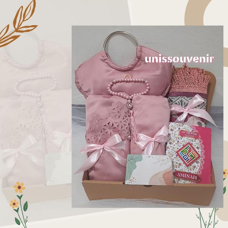 Hampers Mukena seserahan bahan silk/seperangkat alat sholat/paket muslimah/kado cewek