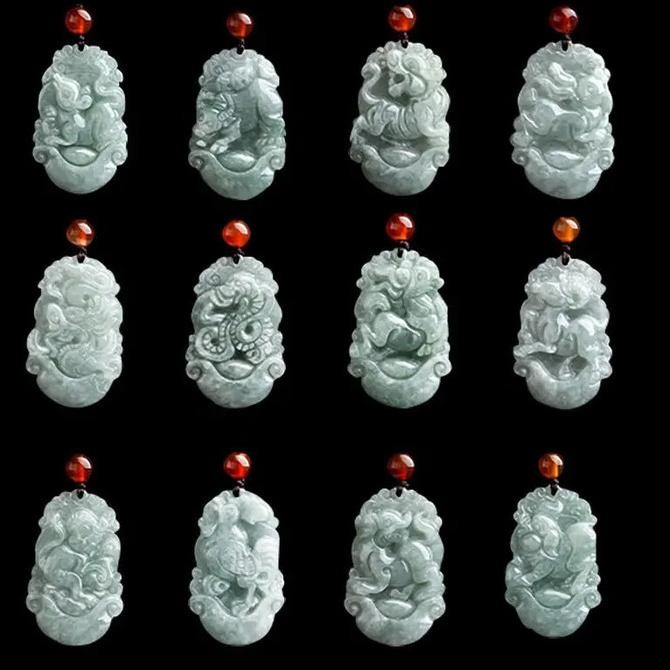 Kalung Giok 12 Shio - Kalung Batu Giok Hijau Shio Keberuntungan Asli