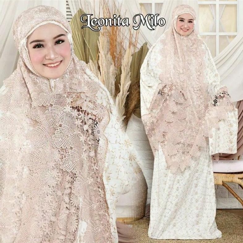 Mukena Paris Preum Dewasa Renda Bordir Jumbo Telekung Mewah Adem Nyaman