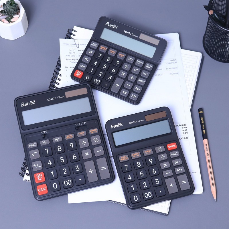 

[Pelangi Stationery] BANTEX Kalkulator Kantor 12 Digit Layar Besar Dual Power