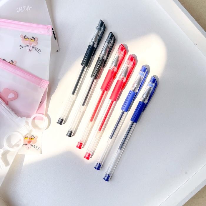

BEST SELLER PEN MIMI 12 PCS TINTA GEL HITAM MERAH BIRU ALAT PENA PULPEN PLASTIK TULIS