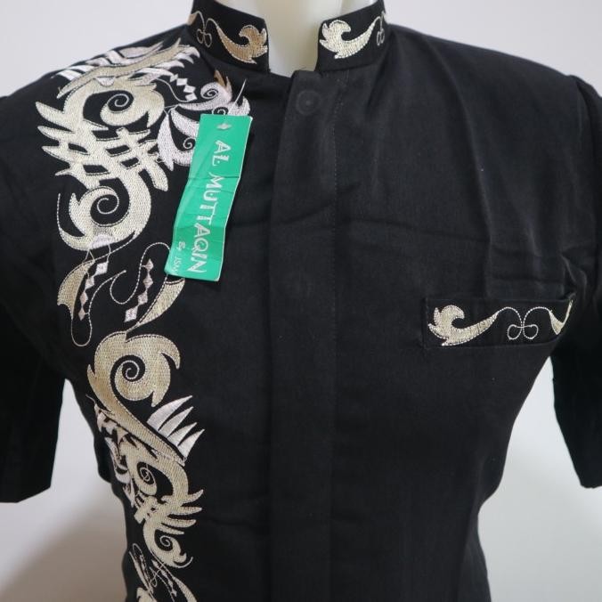Baju Muslim Pria Baju Koko Jasko Jas Koko Hitam Lengan Pendek Skh 073 Ameersyailendra27