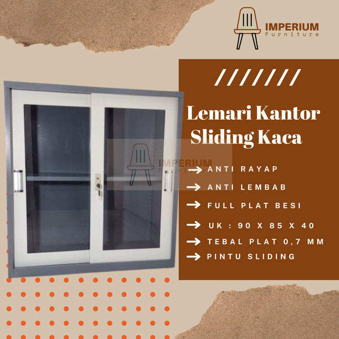

Lemari Sliding Kaca / Lemari Arsip Sliding Kaca Pendek / Lemari Kantor