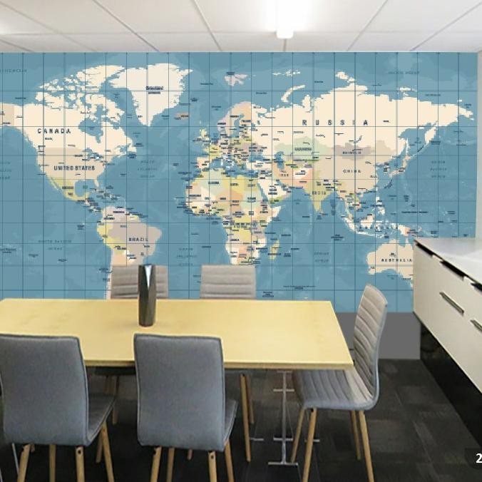 Wallpaper Dinding 3D Custom Peta Dunia (20-Peta-008) Lapakjeremycostela