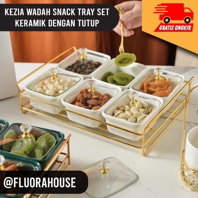 Kezia Wadah Snack Tray Set Keramik Dengan Tutup