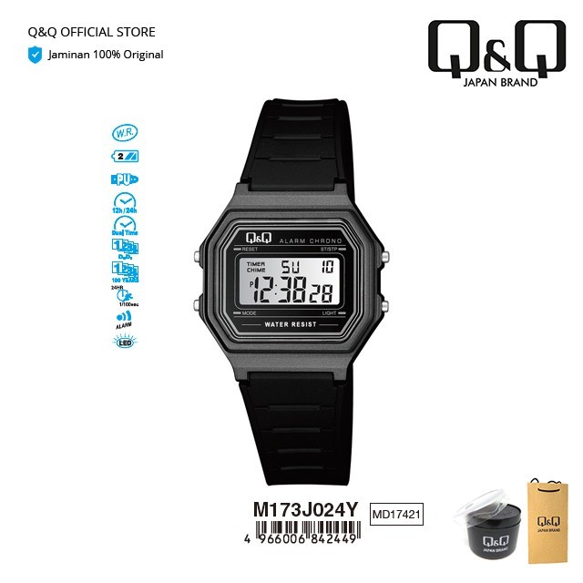 Q&Q Qnq Qq Original Jam Tangan Wanita Digital Led Alarm - M173 M173J