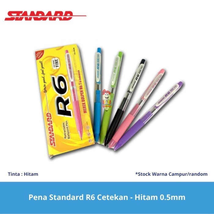 

EKSLUSIF PULPEN STANDARD R6 CETEKAN / PENA RETRACTABLE BALLPOINT PEN 0.5MM KODE 682