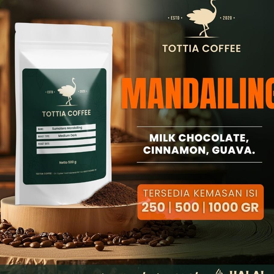 

Tottia Coffee Opi Bubu Arabia Mandailing Arabica Coffee Bean