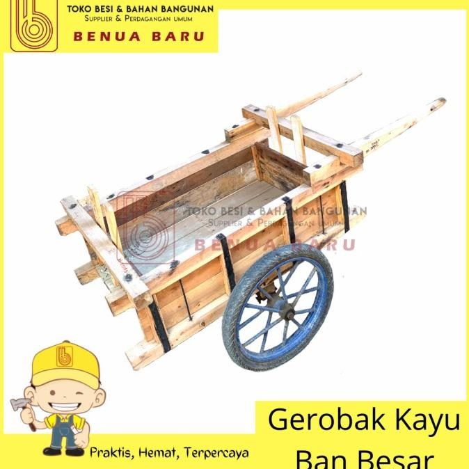 Premium Gerobak Pasir Kayu Serbaguna Ban Kecil / Gerobak Kayu Ban Mobil