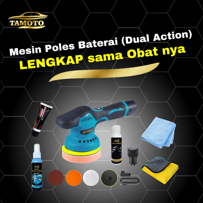 READY STOK Mesin poles baterai tanpa kabel / Alat mesin poles body mobil motor penghilang baret