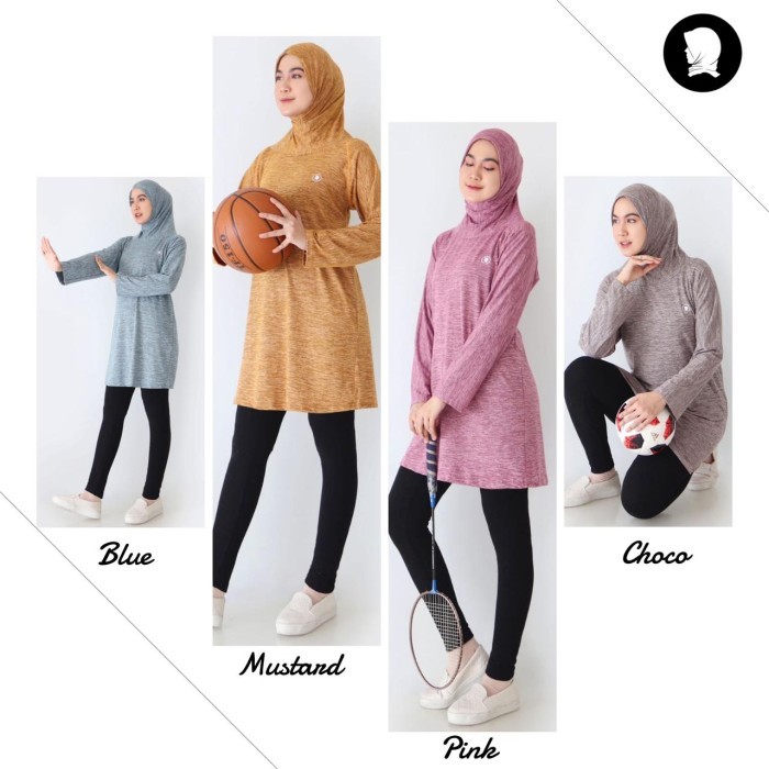 Tunik Hijab Set Olahraga Baju Senam Tennis Bersepeda Yoga