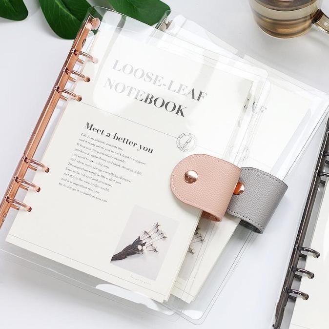 

Promo Elegant Binder A5 Binder A6 Transparent Cover With Clip Note Termasuk Isi Kertas Loose Leaf Rose Gold Binder